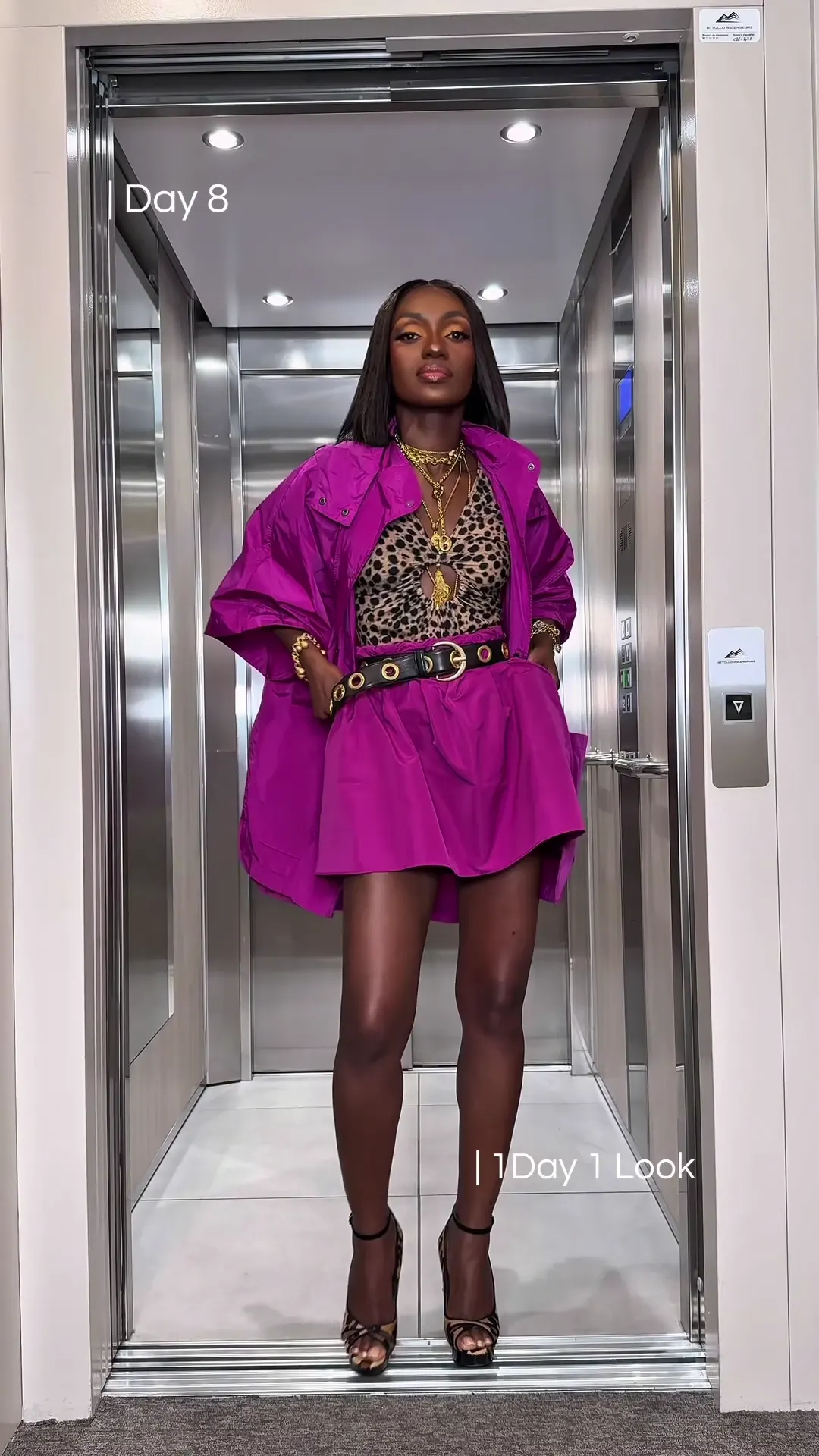 Day 8, Ensemble fuchsia et body léopard, Soleya Mena Kwayave