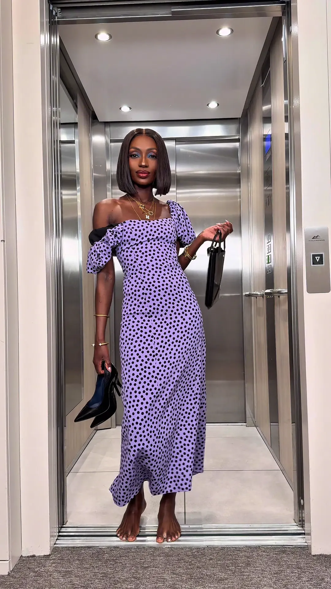 Day 18, Allure de bonne famille, robe Zara lilas à petits pois, Soleya Mena Kwayave